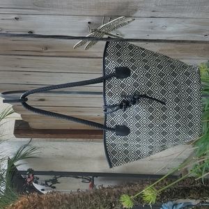 Neiman Marcus Black White Tote Beach Bag